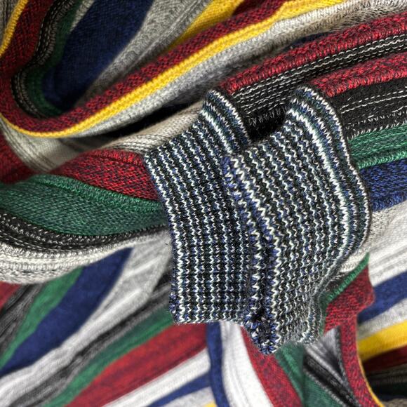 Vintage St Croix Chunky Knit Sweater XXL Wavy Stripe Black Blue Green Red Yellow - Picture 4 of 8